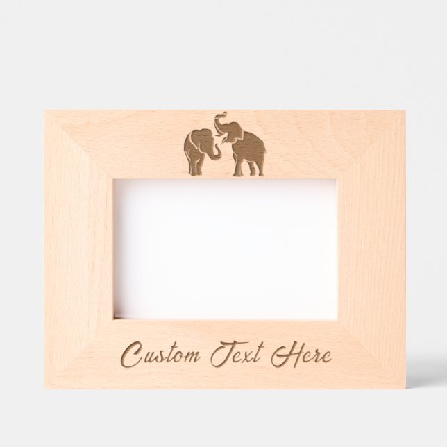 Couple Eléphant Cadres gravés avec texte personnal (Recto)