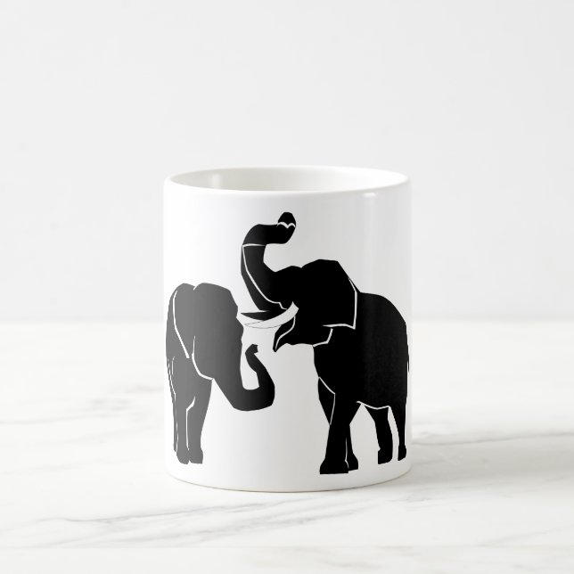 Couple éléphant Couple Couleur personnalisée Mug (Centre)