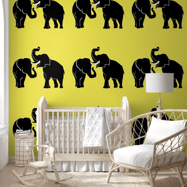 Couple Elephant Custom Colour Yellow Wallpaper (Kids)