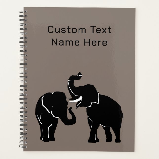Couple Elephant Planner Custom Text Name and Colou (Front)