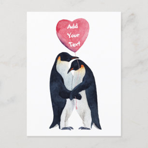 Couple Emperor Penguins Heart Personalized  Postcard