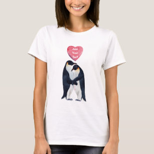 Couple Emperor Penguins Heart Personalized  T-Shirt