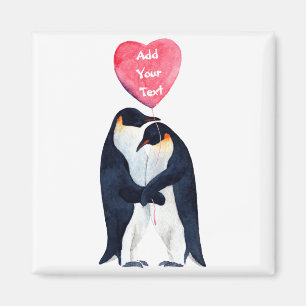 Couple Emperor Penguins Heart Personalized T Shirt Magnet
