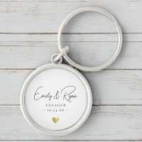 Couple Engagement Announcement Gold Heart Keepsake