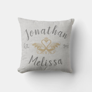Couple Established Swans Throw Pillow