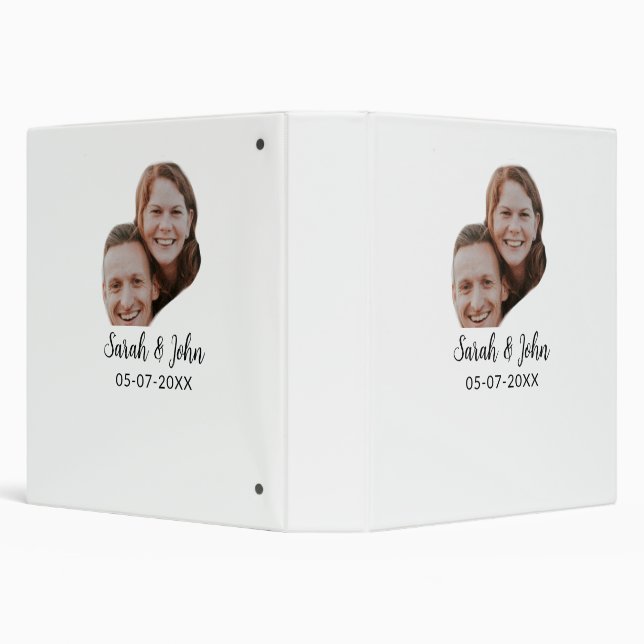 Couple face photo add name date simple wedding  binder (Background)