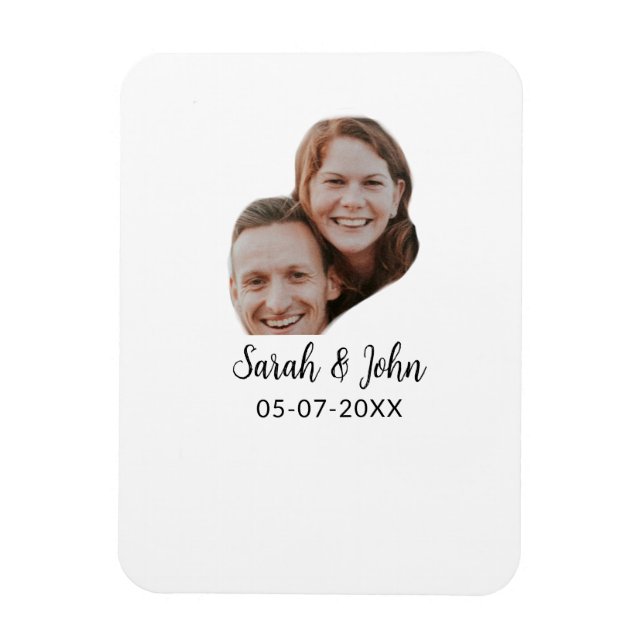 Couple face photo add name date simple wedding  magnet (Vertical)