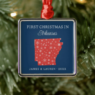 Couple First Christmas In Arkansas USA State Metal Ornament
