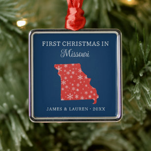 Couple First Christmas In Missouri USA State Metal Ornament