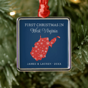 Couple First Christmas In West Virginia USA State Metal Ornament
