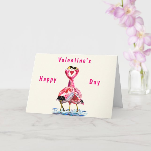 Couple Flamingo Valentine's Day Card (Orchid)