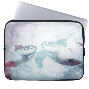 Couple Flying Green Sea Turtles   Laptop Sleeve