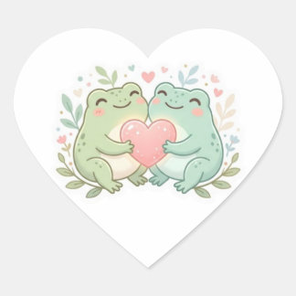 Couple Frog Sticker Cute Two Frogs Love Heart Roma