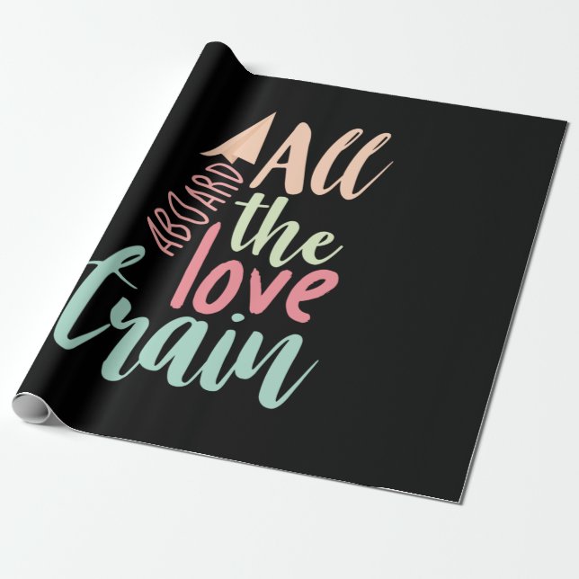 Couple Gift All The Love Train Wrapping Paper (Unrolled)