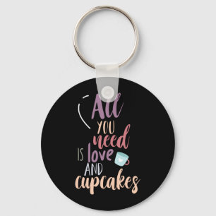 Couple Gift All You Need Is Love And Cupcake Keychain