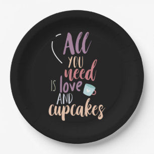 Couple Gift All You Need Is Love And Cupcake Paper Plate