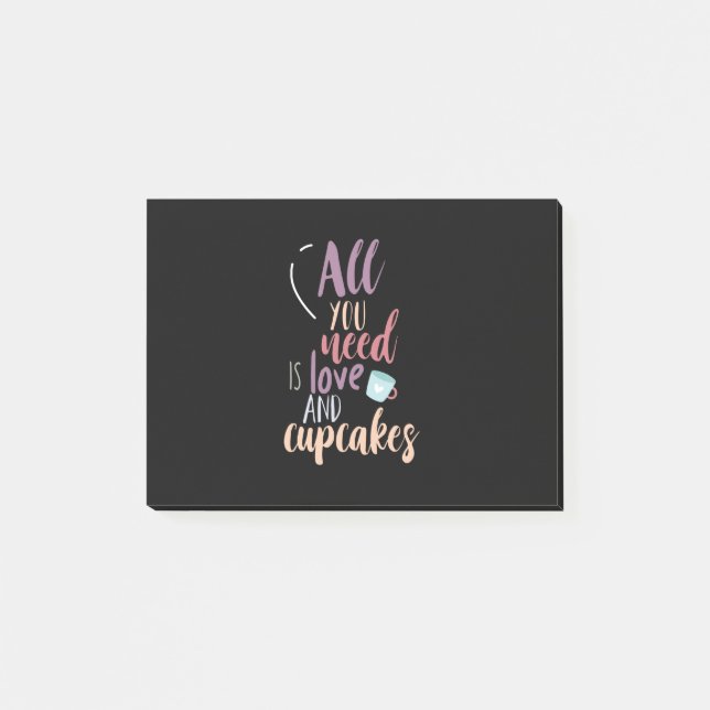 Couple Gift All You Need Is Love And Cupcake Post-it Notes (Front)