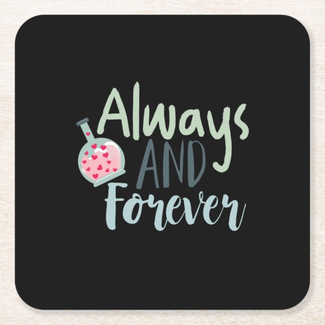 Couple Gift Always And Forever Square Paper Coaster (Front)