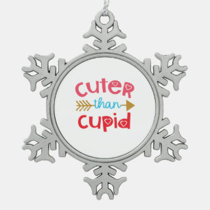Couple Gift Cuter Than Cupid Snowflake Pewter Christmas Ornament
