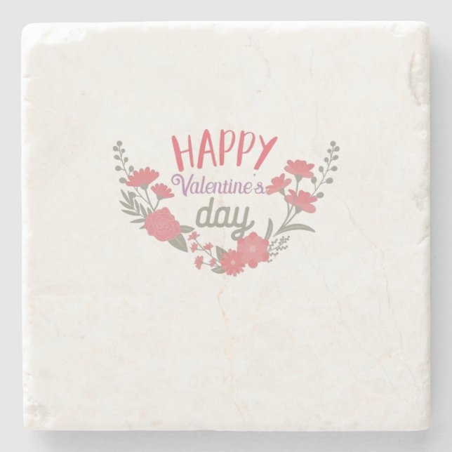 Couple Gift Happy Valentine's Day Stone Coaster (Front)