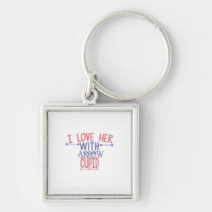 Couple Gift I Love Her With Arrow Cupid Keychain