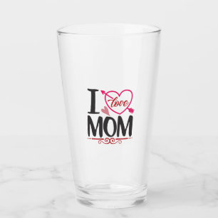 Couple Gift I Love Mom Glass