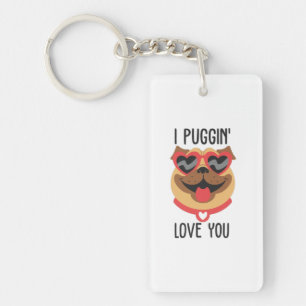 Couple Gift I Puggin Love You Keychain