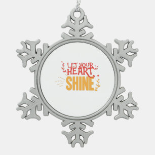 Couple Gift Let Your Heart Shine Snowflake Pewter Christmas Ornament