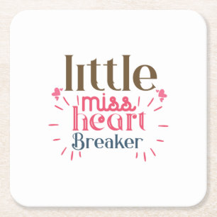 Couple Gift Little Miss Heart Square Paper Coaster