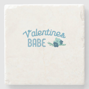 Couple Gift Valentine Babe Flowers Stone Coaster