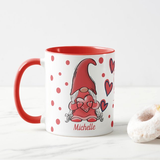 Couple Gnome mignon Nom Valentine's Mug (Avec donut)