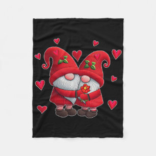 Couple Gnomes Valentine's Day Hearts Costume Gnome Fleece Blanket