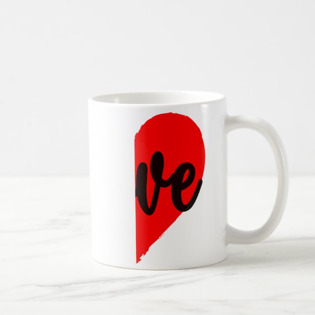 Couple Half Heart Love Valentines Day Women Men A  Coffee Mug (Right)