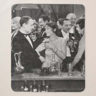 Couple having drink at crowded bar sherpa blanket