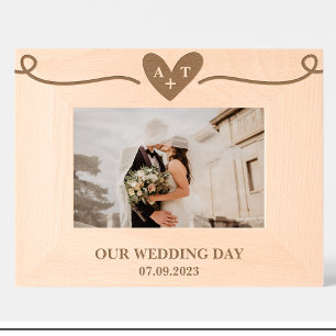 Couple Heart Monogram Custom Wood Frames
