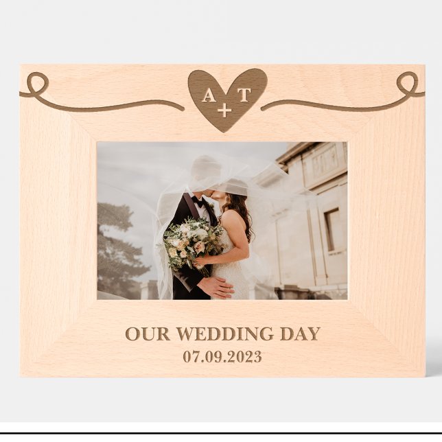 Couple Heart Monogram Custom Wood Frames (Creator Uploaded)