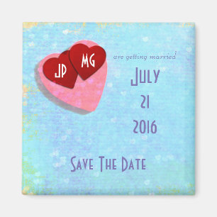 Couple Hearts Save the Date Wedding Magnet
