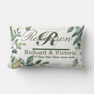 Couple Heather Flowers Corolla Greenery Leaves Lumbar Pillow