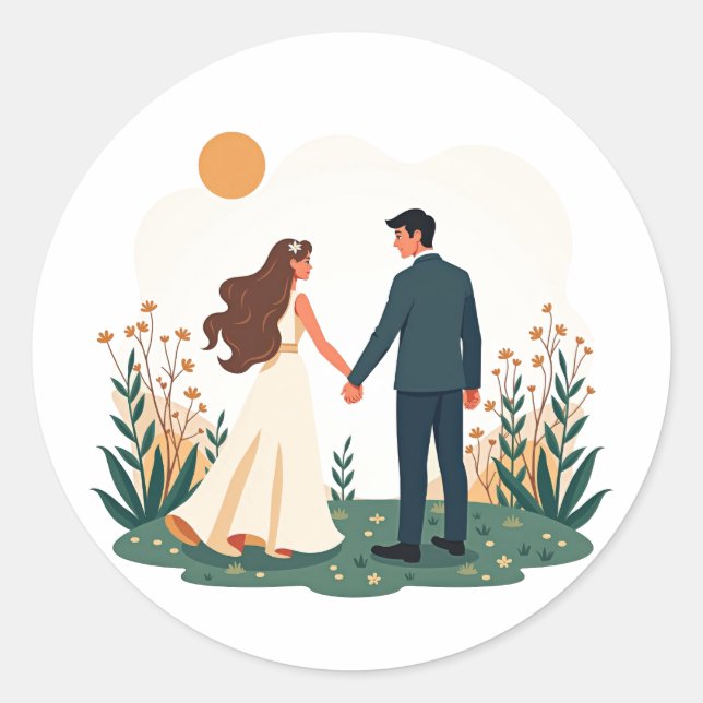 Couple Holding Hands  Classic Round Sticker (Front)