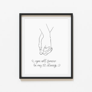 Couple Holding Hands Line Art Poster