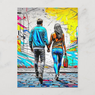 Couple Holding Hands Missing You Postcard