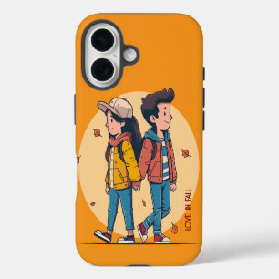 Couple holding hands walking together in fall iPhone 16 case