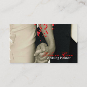 couple holding hands wedding planner business card