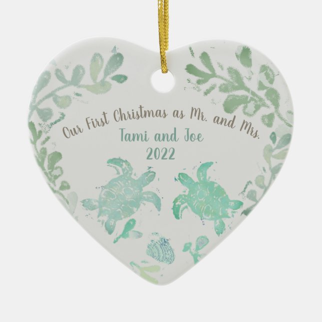 Couple Holiday Ceramic Ornament (Front)