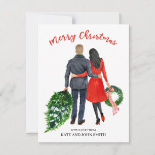 Couple Holiday Christmas card (hair blonde, black)