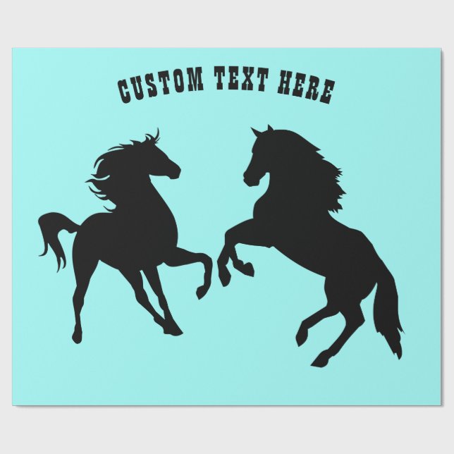 Couple Horse Wrapping Paper Custom Text and Colour (Flat)