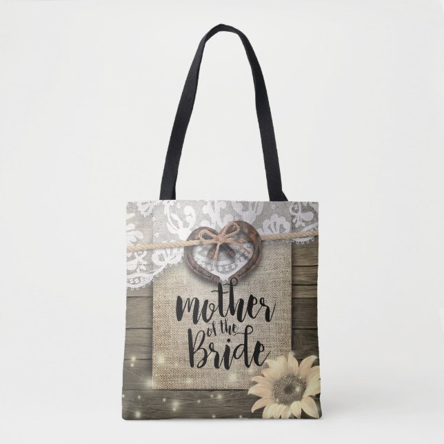 Couple Horseshoe Heart Wedding Mother of the Bride Tote Bag (Front)