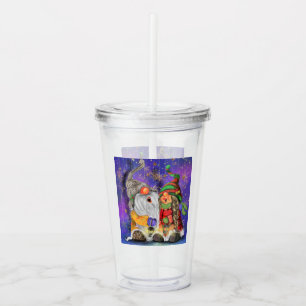 Couple Hugged Gnomes Singing Happy Christmas Song  Acrylic Tumbler