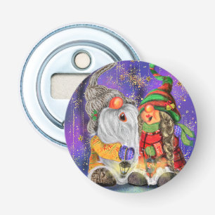Couple Hugged Gnomes Singing Happy Christmas Song  Bottle Opener