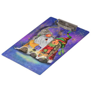 Couple Hugged Gnomes Singing Happy Christmas Song  Clipboard